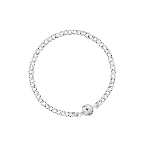 Sterling silver chain bracelet with geometric sphere