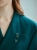 Gold-plated asymmetrical clip-on earrings with nephrite jade