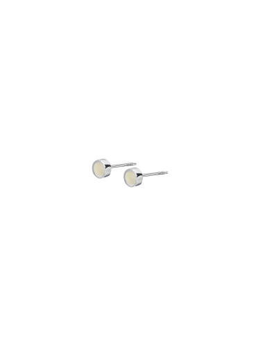 Tiny sterling silver stud earrings with milky Baltic amber