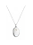 Silver engraved necklace with white Baltic amber oval pendant