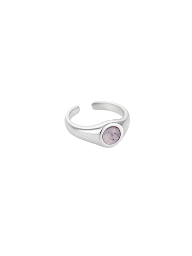 Silver signet with pink stone