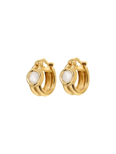 Gold-plated hoop earrings with mountain crystal