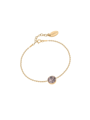 Gold bracelet with natural pink stone