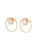 Round gold earrings with milky white opal stone