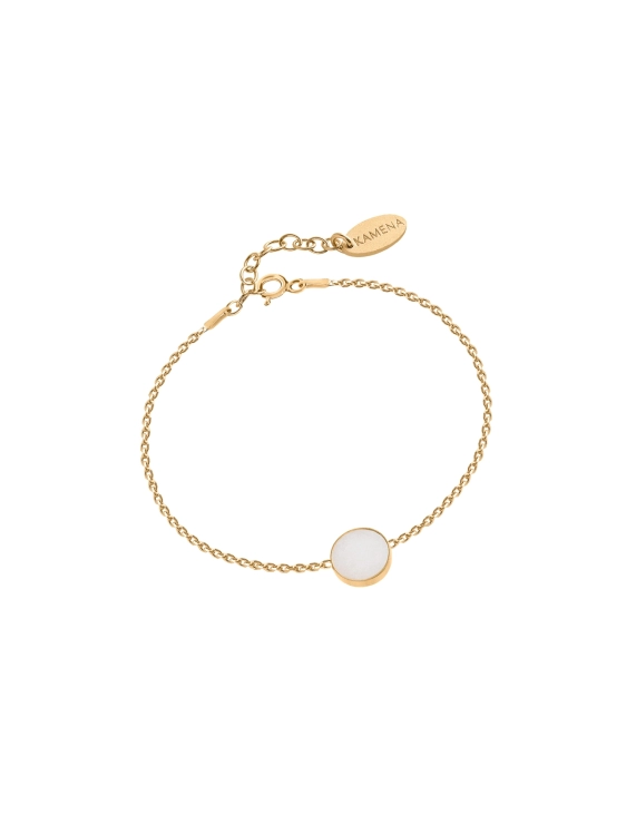 Gold-plated bracelet with white opal stone