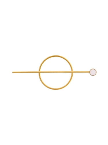 Gold hair pin with white opal stone