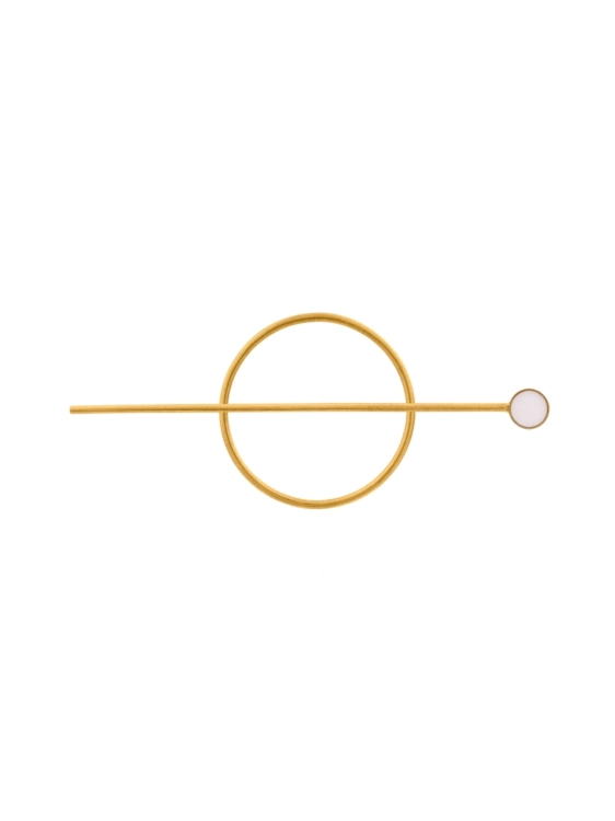 Gold hair pin with white opal stone