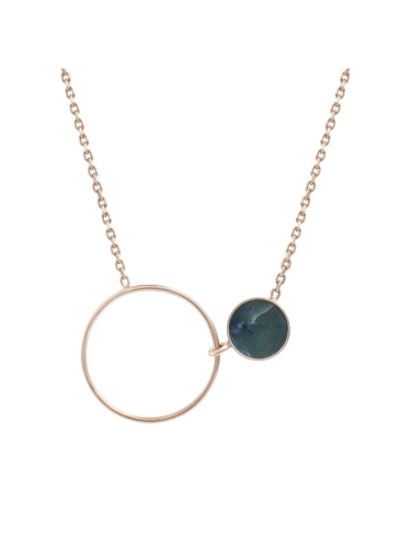 14k solid gold necklace with natural green nephrite pendant
