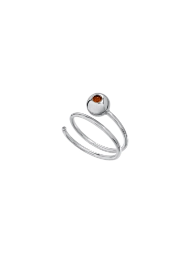 Sterling silver spiral ring with Baltic amber inlay