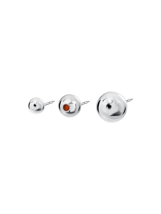 Sterling silver sphere brooch set with Baltic amber accent