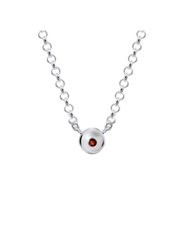 Sterling silver chain necklace with Baltic amber sphere