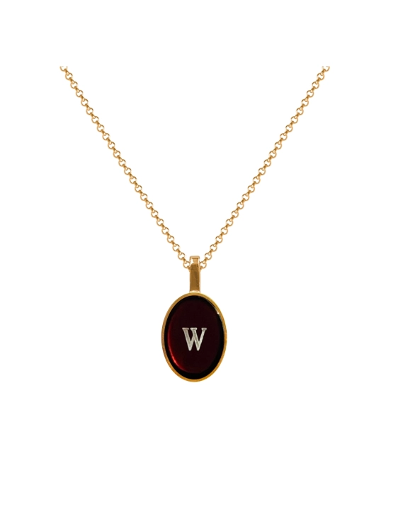 Gold-plated amber necklace with letter W