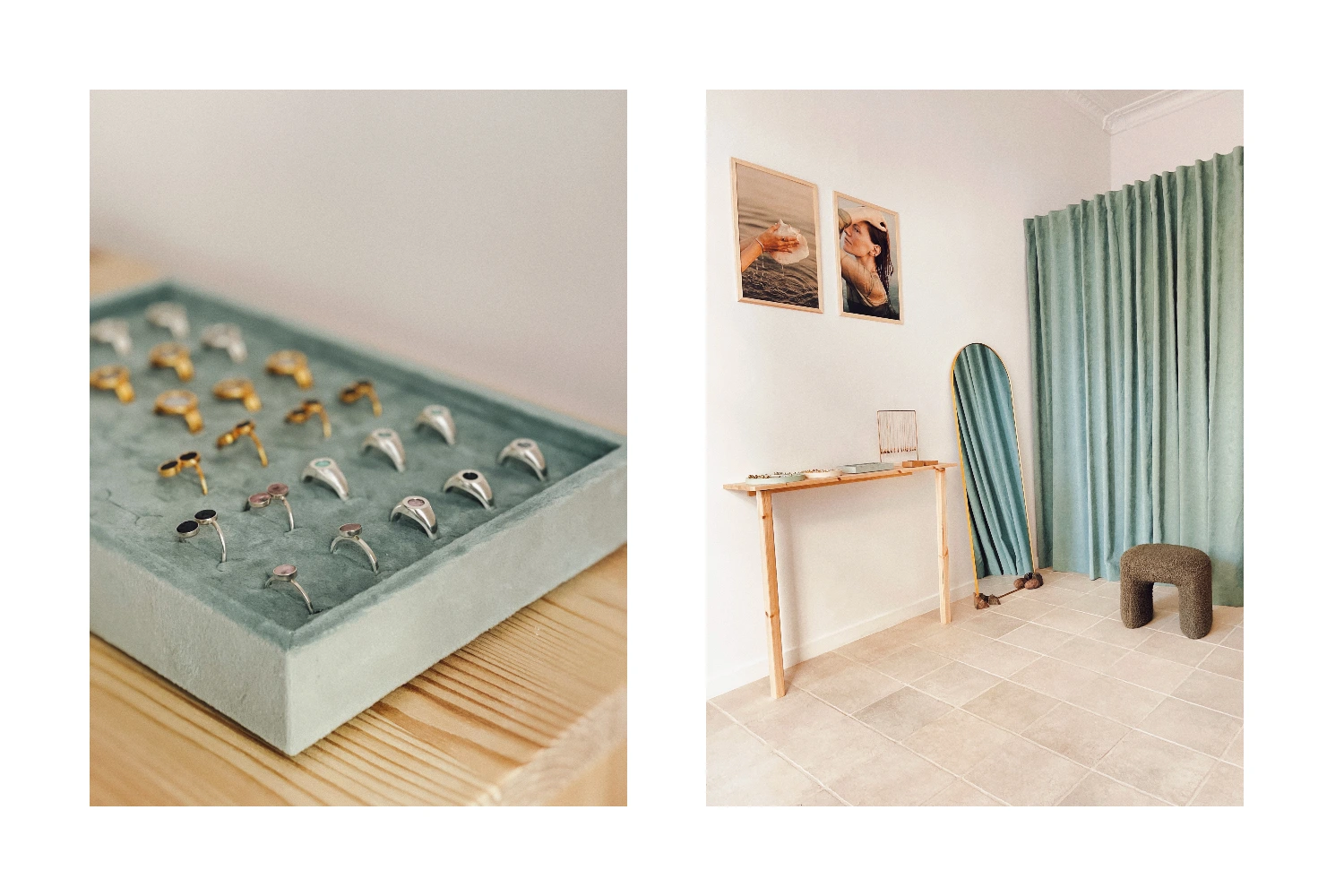 Modern polish jewellery with amber natural stones