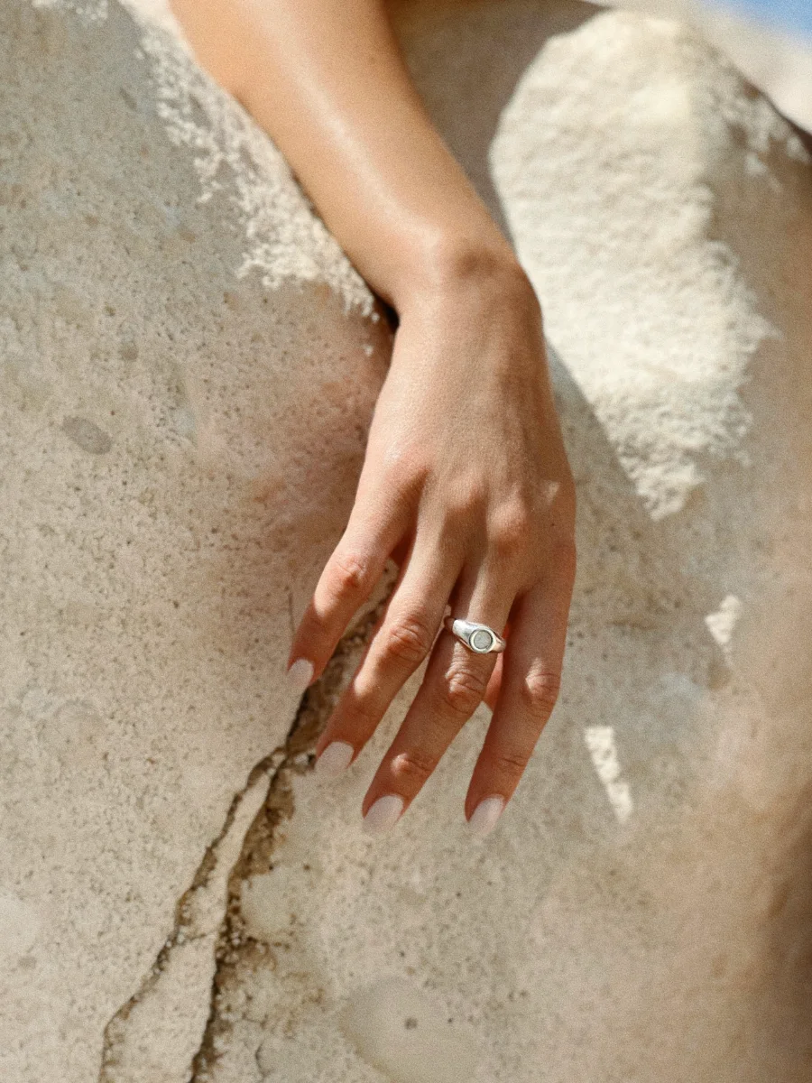 Signet ring with natural stone